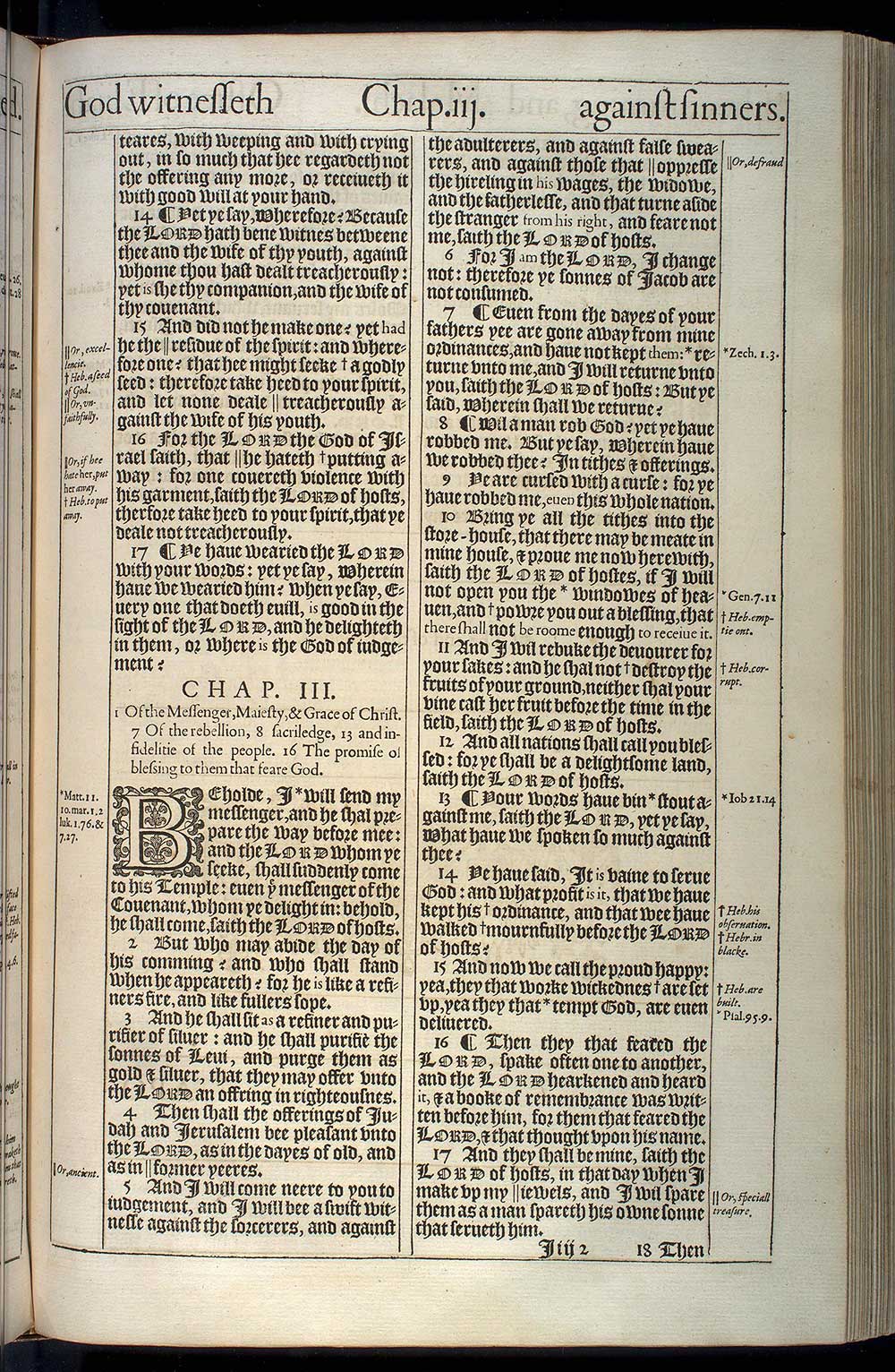 Malachi Chapter 3 Original 1611 Bible Scan