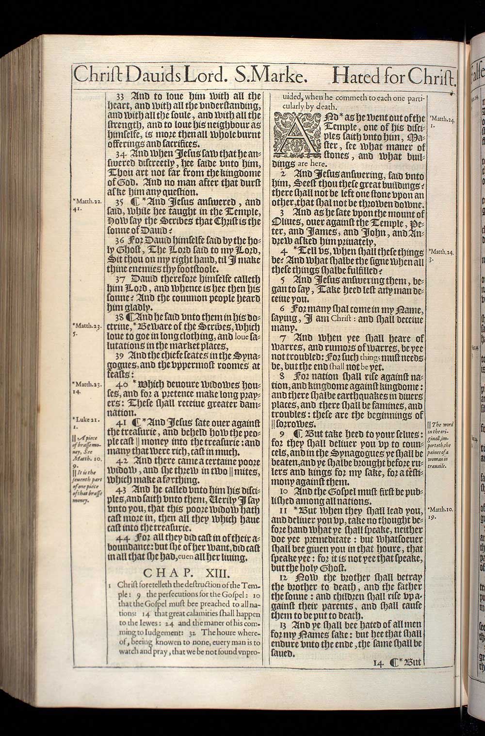 Mark Chapter 13 Original 1611 Bible Scan