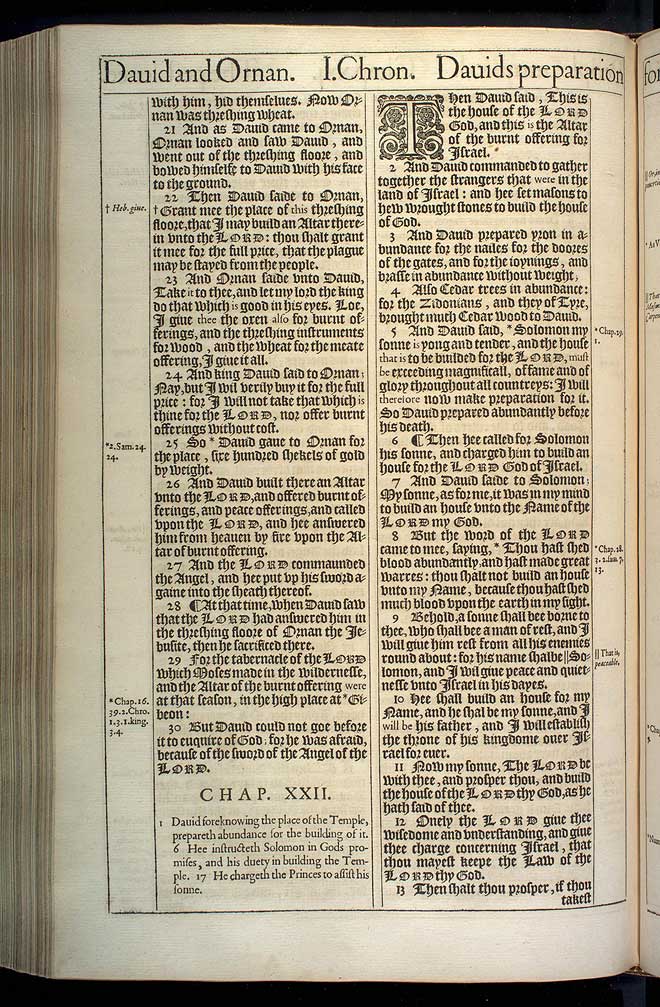1 Chronicles Chapter 22 Original 1611 Bible Scan
