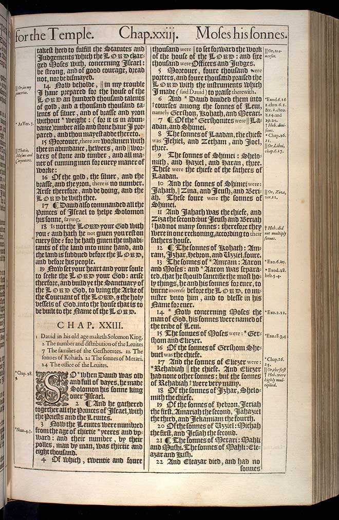 1 Chronicles Chapter 23 Original 1611 Bible Scan