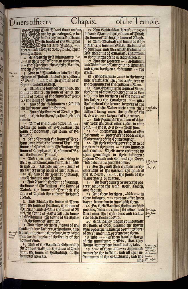 1 Chronicles Chapter 9 Original 1611 Bible Scan