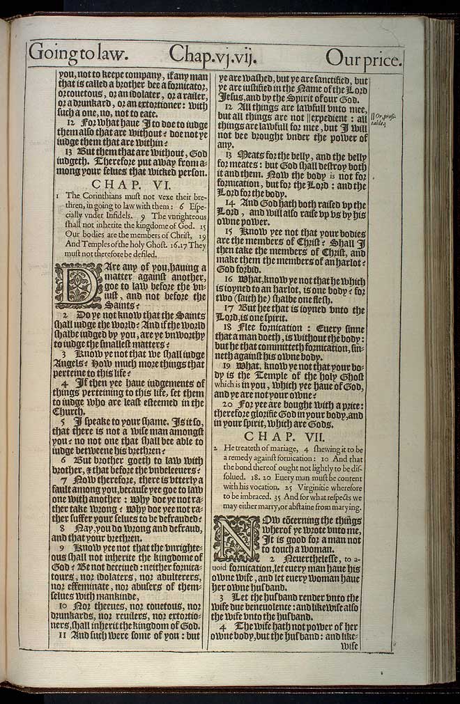 1 Corinthians Chapter 6 Original 1611 Bible Scan