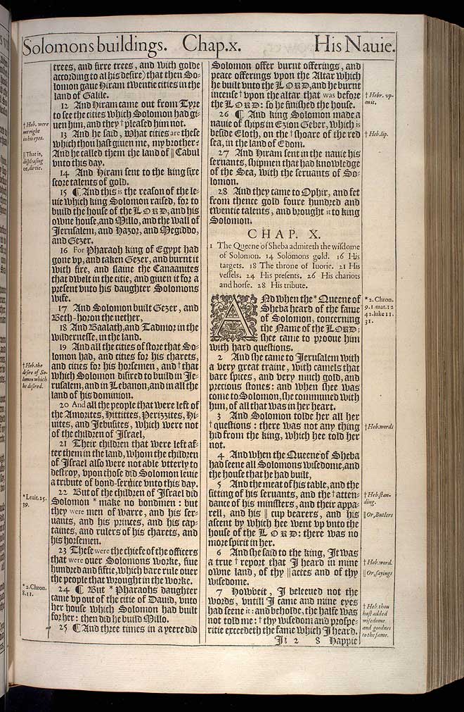 1 Kings Chapter 10 Original 1611 Bible Scan