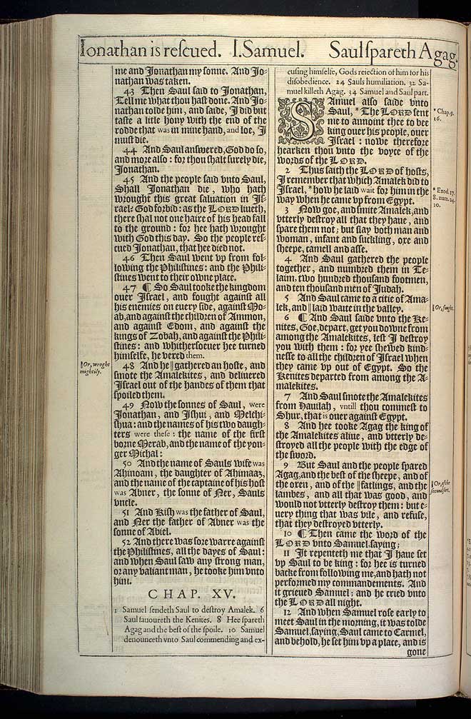 1 Samuel Chapter 15 Original 1611 Bible Scan
