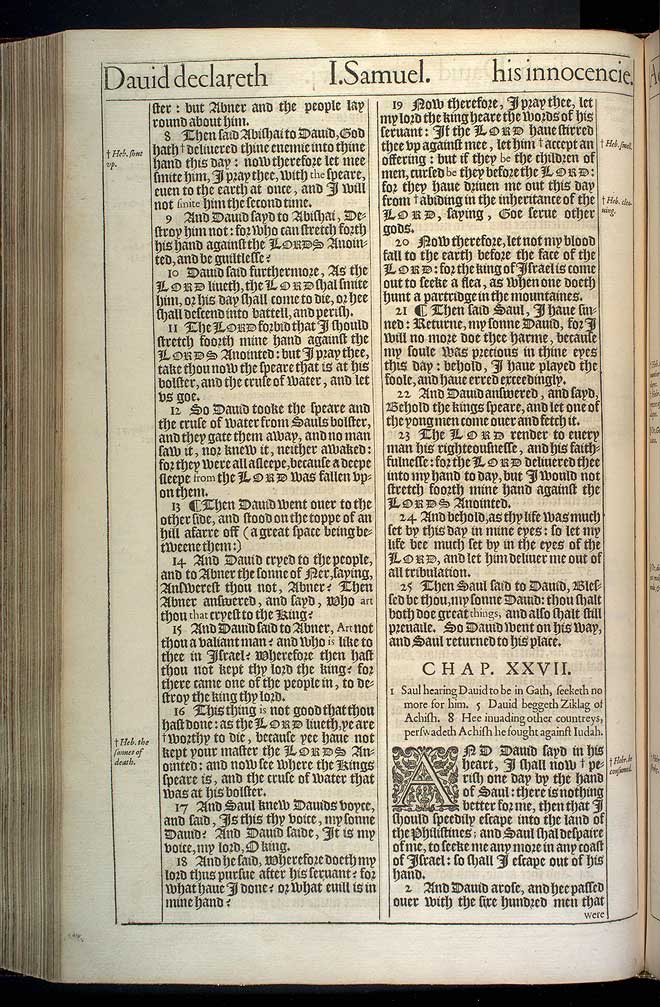 1 Samuel Chapter 27 Original 1611 Bible Scan