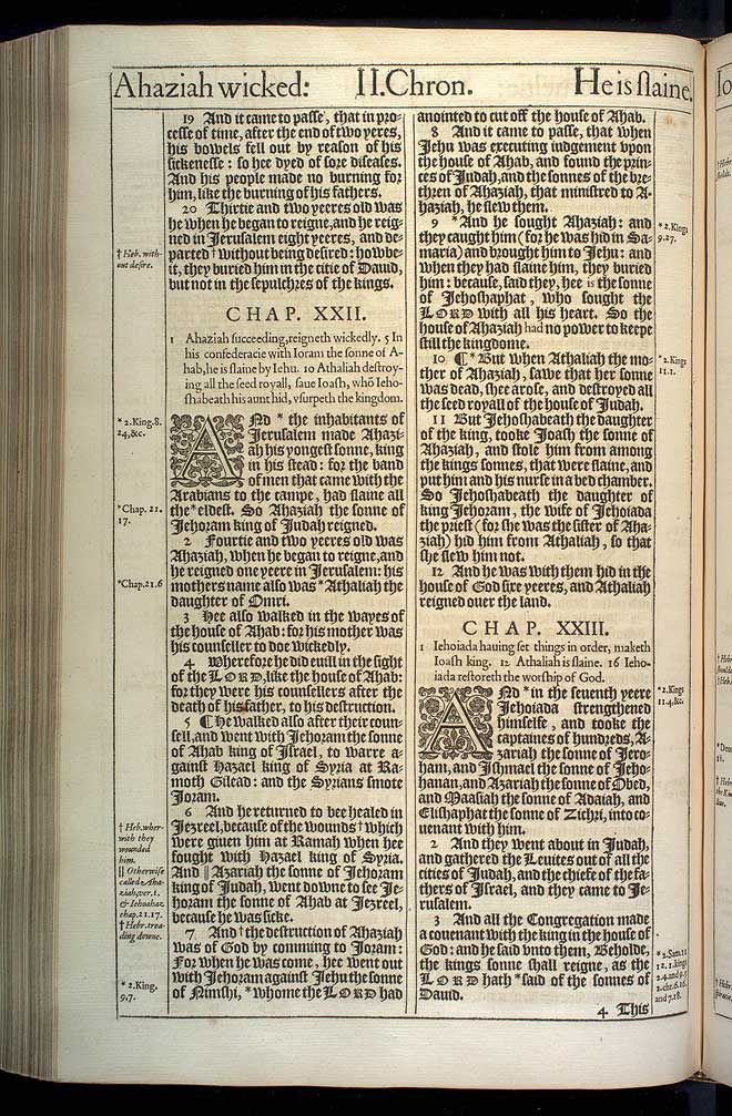 2 Chronicles Chapter 22 Original 1611 Bible Scan