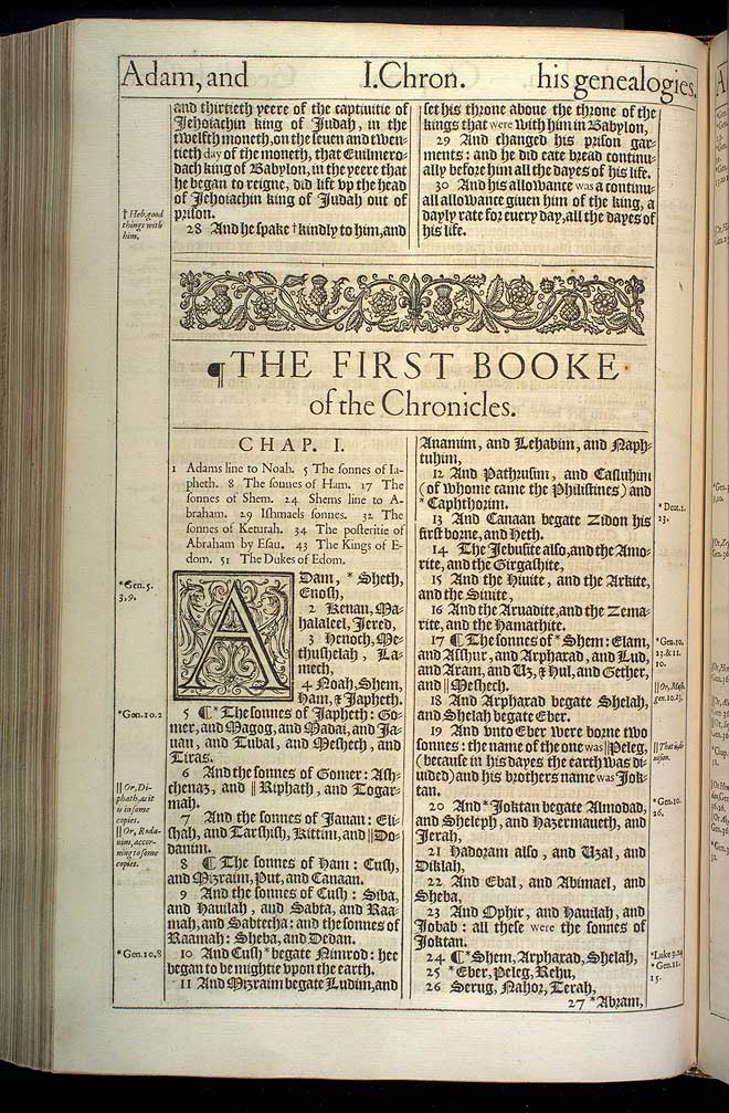 1 Chronicles Chapter 1 Original 1611 Bible Scan
