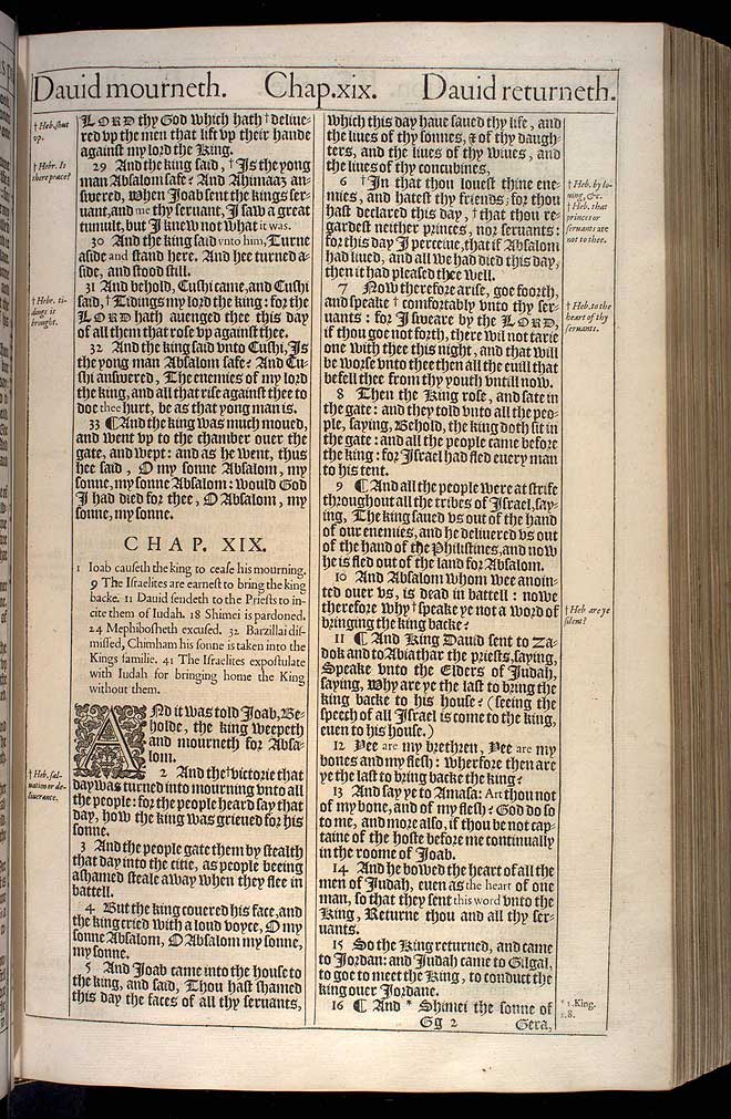 2 Samuel Chapter 19 Original 1611 Bible Scan