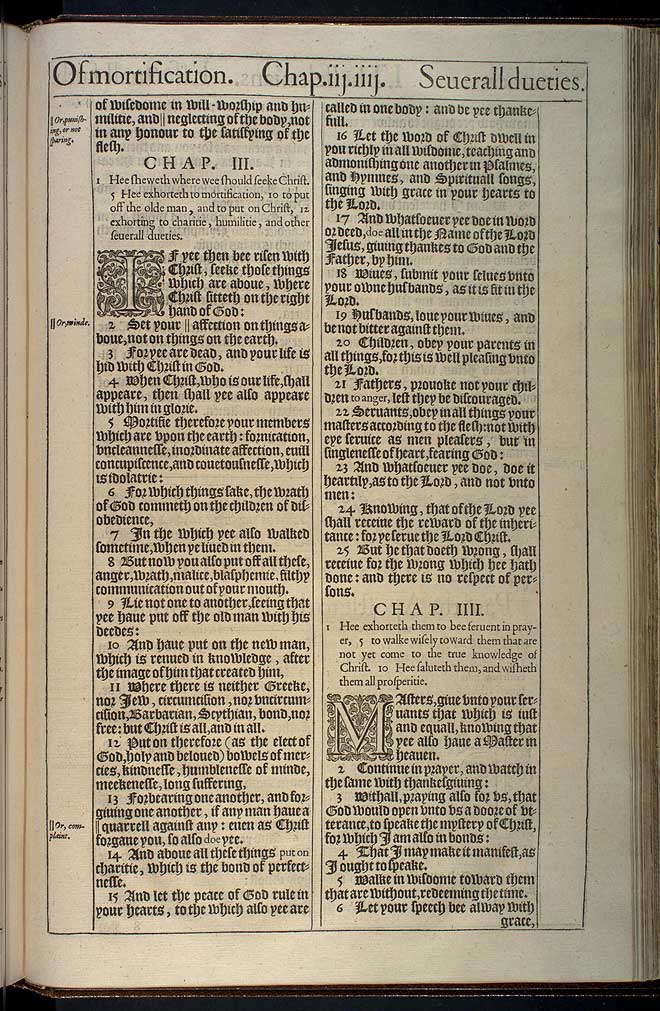 Colossians Chapter 3 Original 1611 Bible Scan
