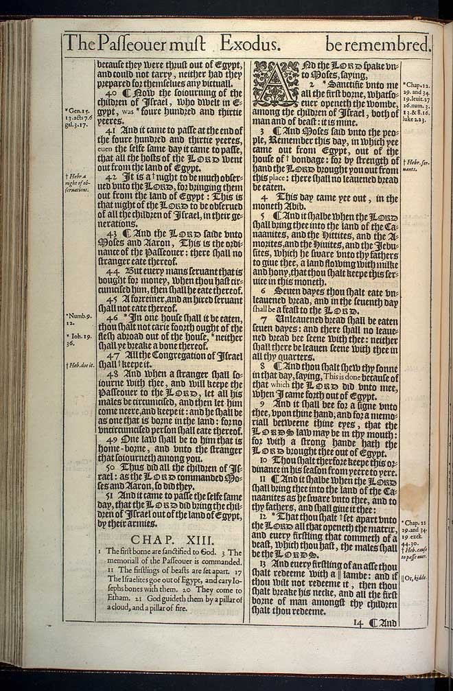 Exodus Chapter 13 Original 1611 Bible Scan