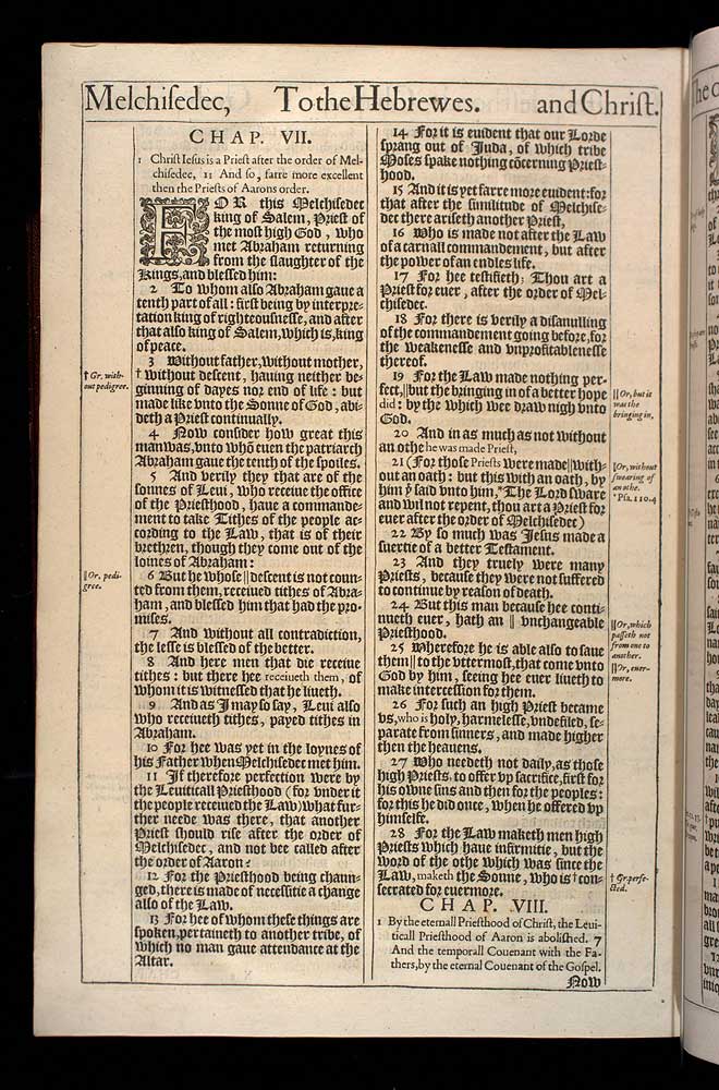 Hebrews Chapter 7 Original 1611 Bible Scan