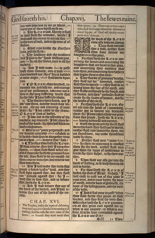 Jeremiah Chapter 16 Original 1611 Bible Scan