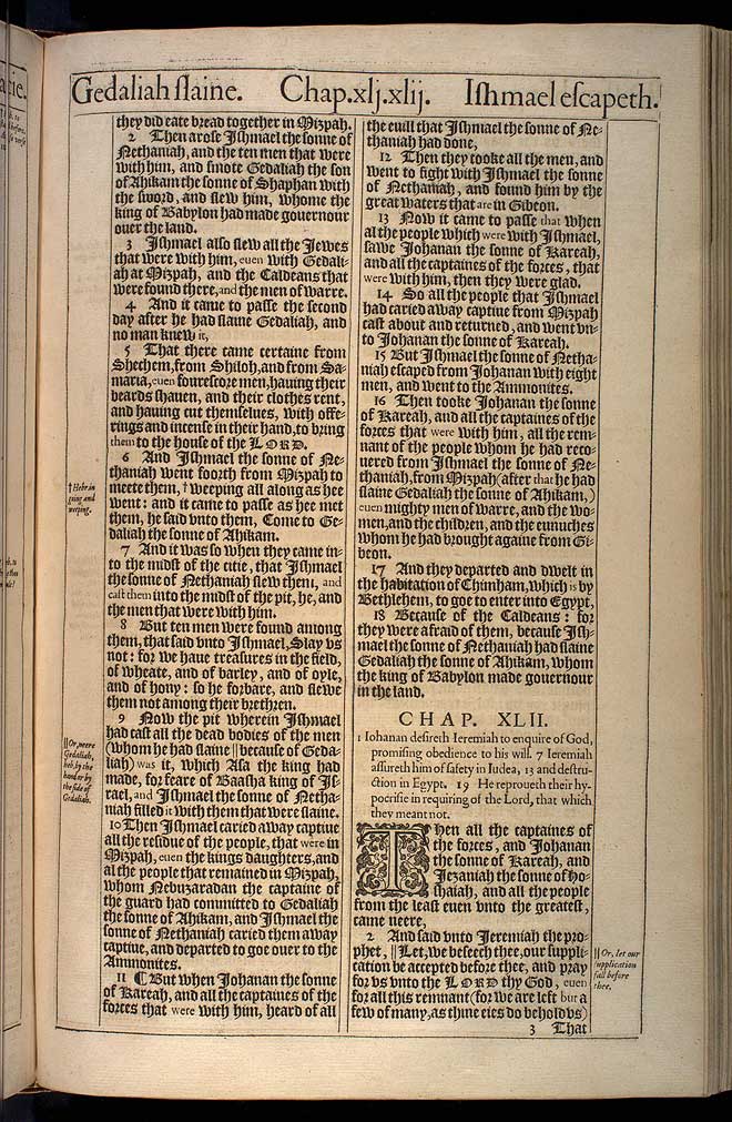 Jeremiah Chapter 42 Original 1611 Bible Scan