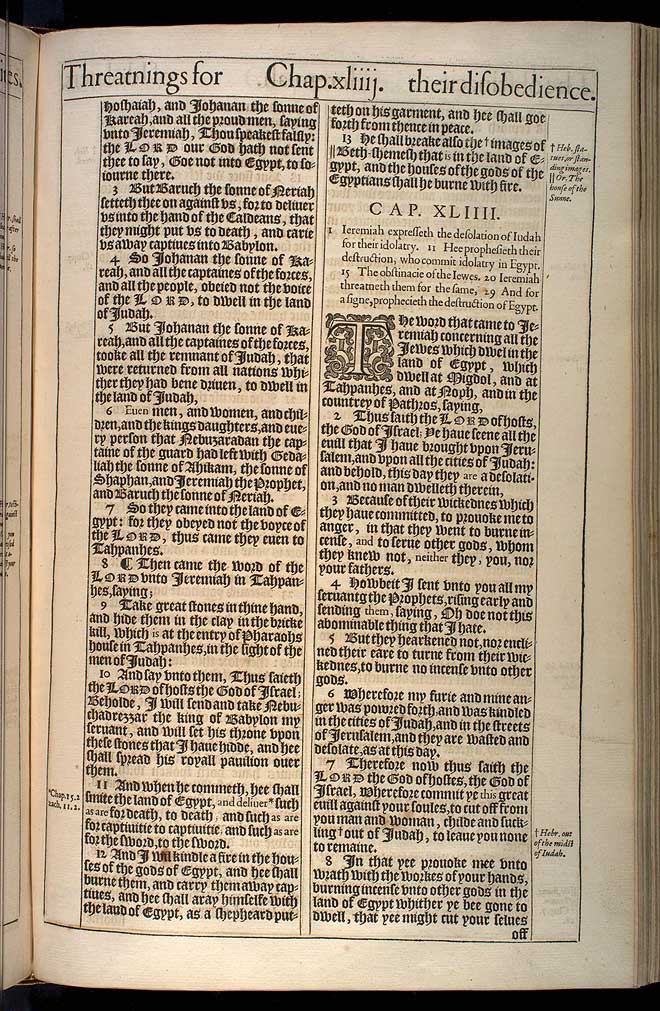 Jeremiah Chapter 43 Original 1611 Bible Scan