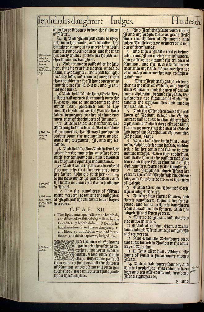 Judges Chapter 12 Original 1611 Bible Scan