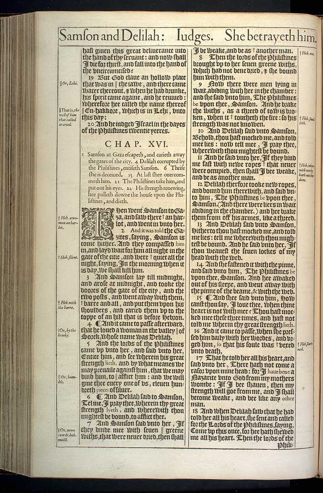 Judges Chapter 16 Original 1611 Bible Scan
