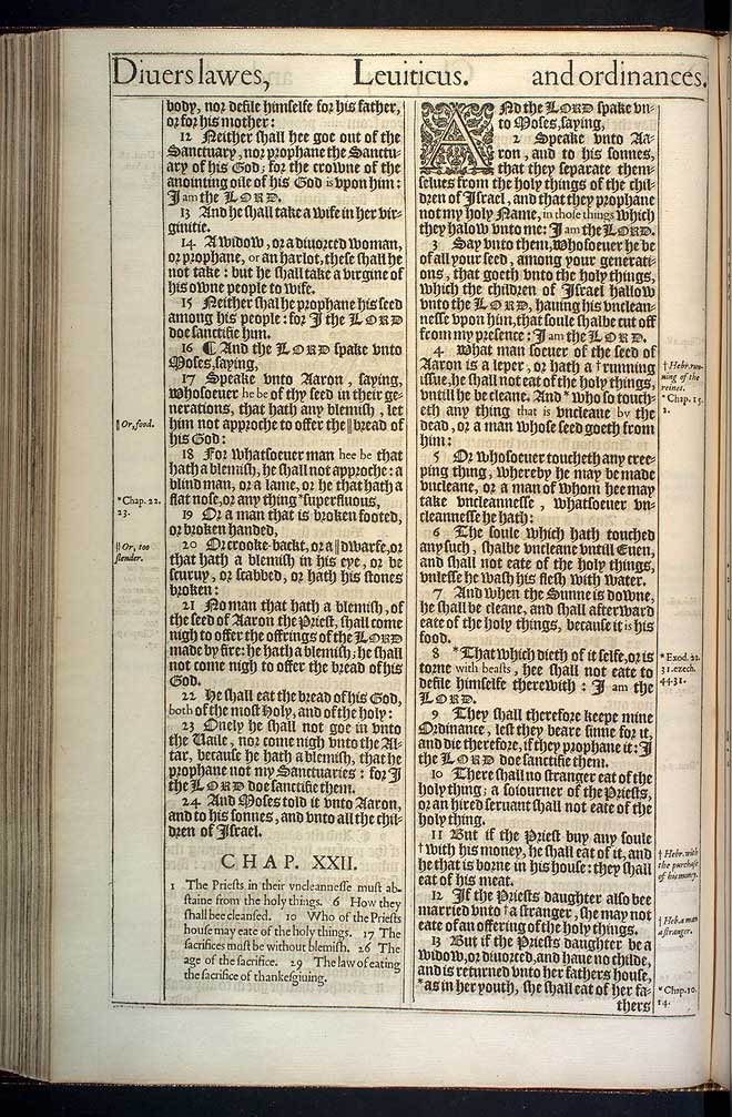 Leviticus Chapter 21 Original 1611 Bible Scan