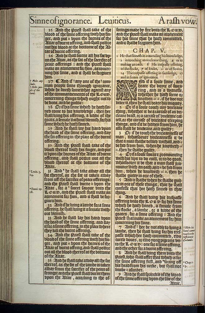 Leviticus Chapter 4 Original 1611 Bible Scan