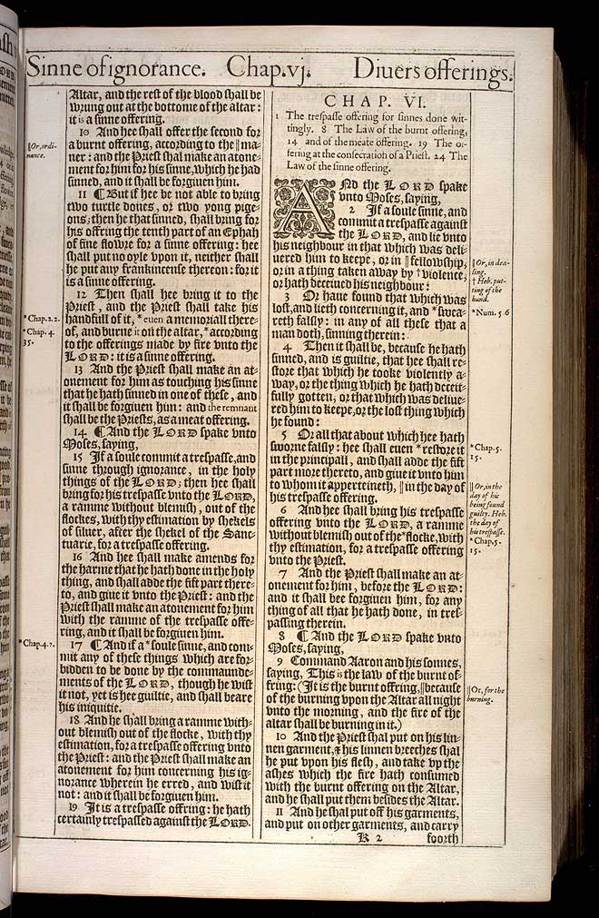 Leviticus Chapter 6 Original 1611 Bible Scan