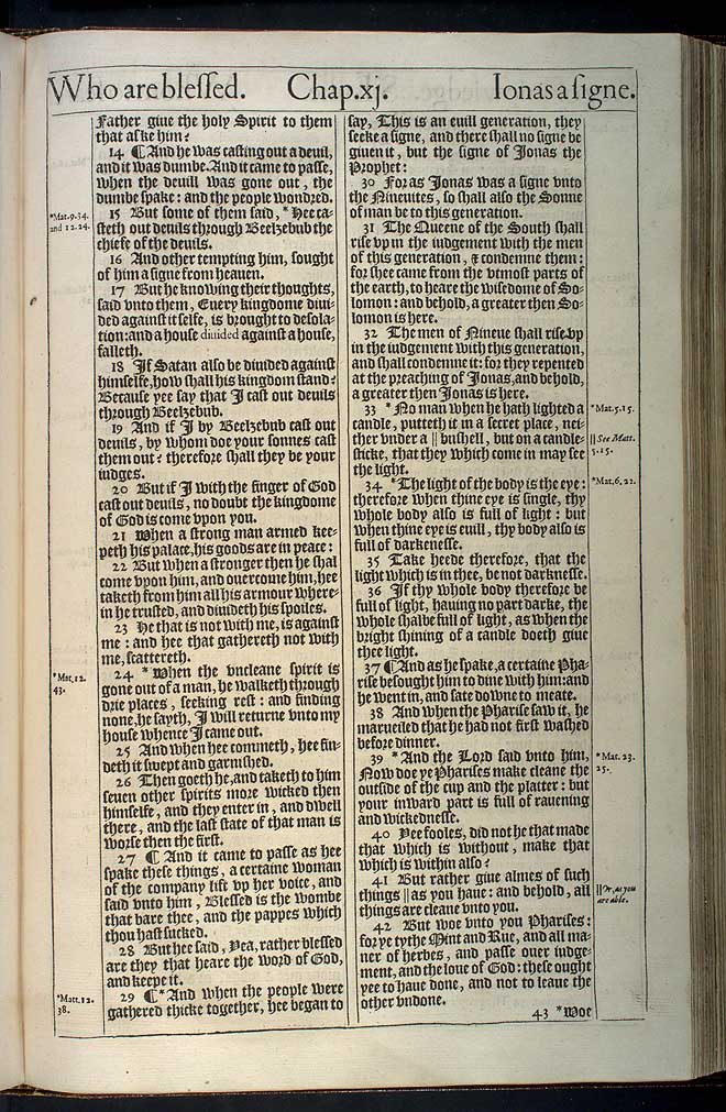 Luke Chapter 11 Original 1611 Bible Scan