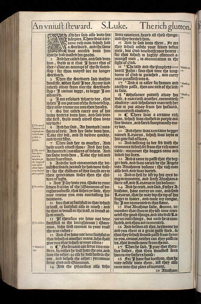 Luke Chapter 16 Original 1611 Bible Scan