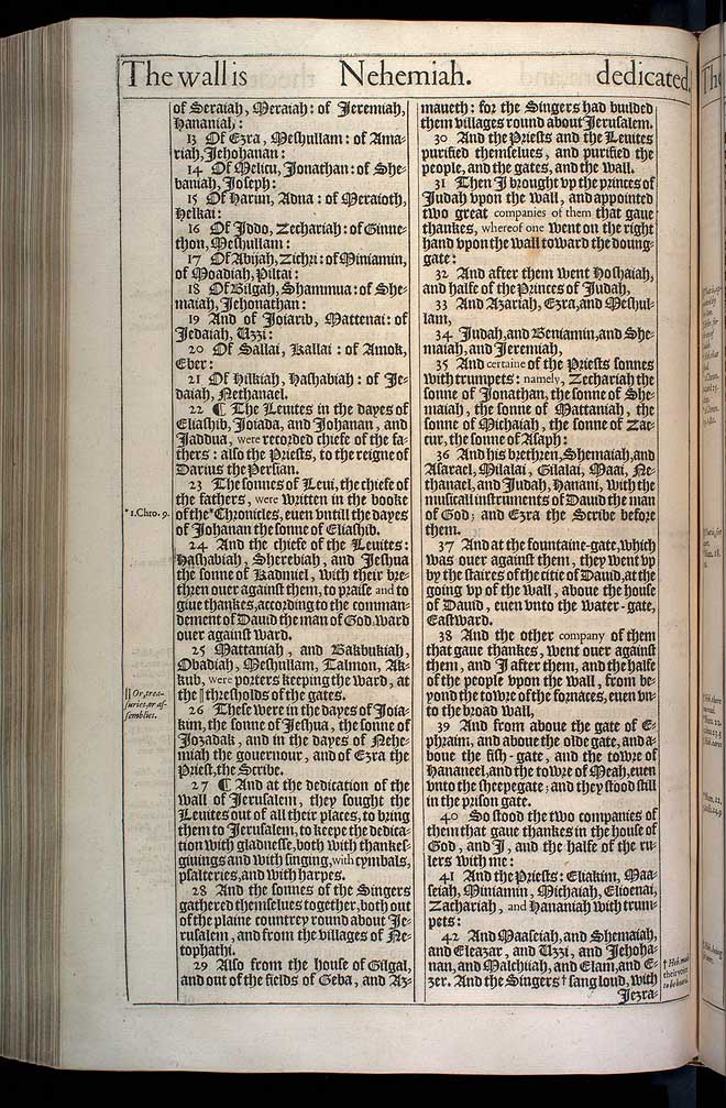 Nehemiah Chapter 12 Original 1611 Bible Scan