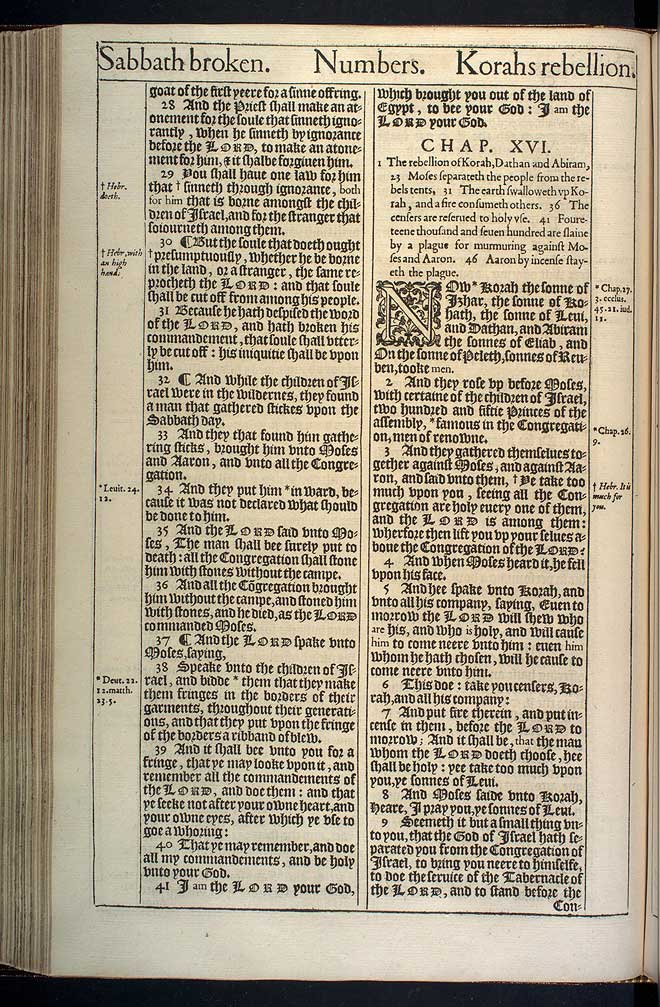 Numbers Chapter 16 Original 1611 Bible Scan
