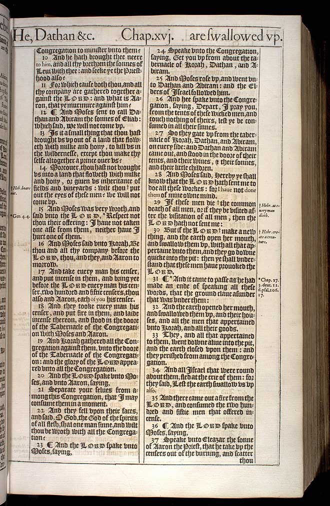 Numbers Chapter 16 Original 1611 Bible Scan