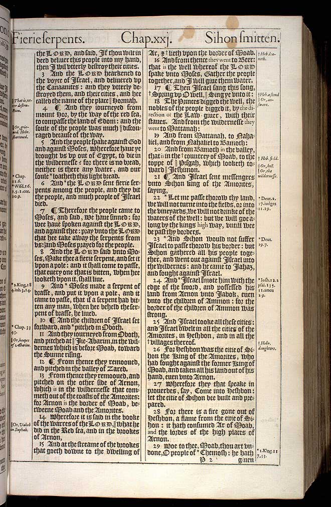 Numbers Chapter 21 Original 1611 Bible Scan
