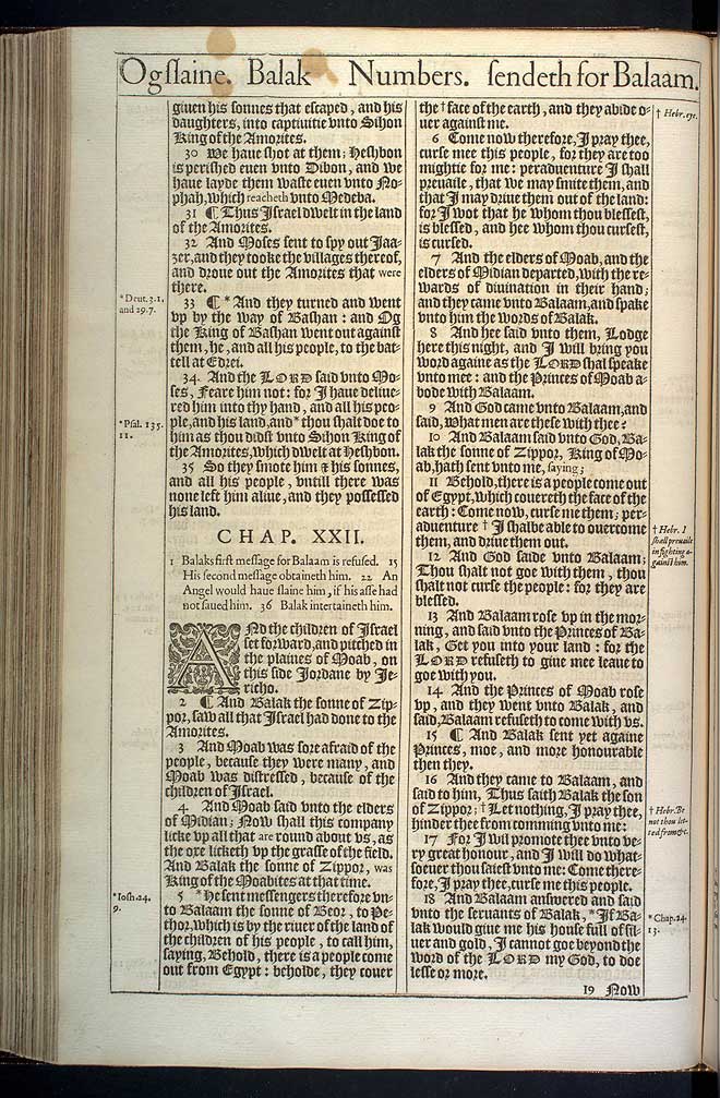 Numbers Chapter 22 Original 1611 Bible Scan