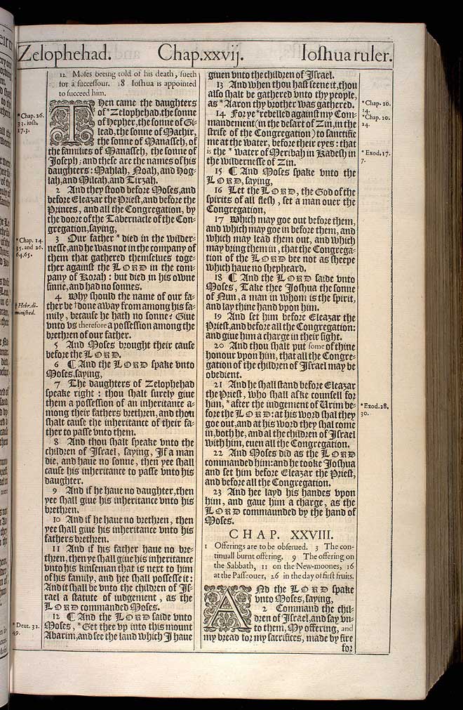 Numbers Chapter 27 Original 1611 Bible Scan