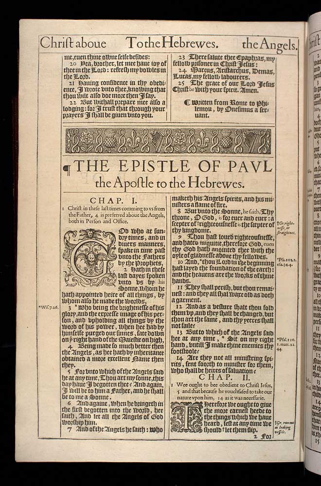 Hebrews Chapter 1 Original 1611 Bible Scan