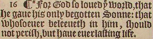 1611 Original Gothic characters KJV Bible John 3:16