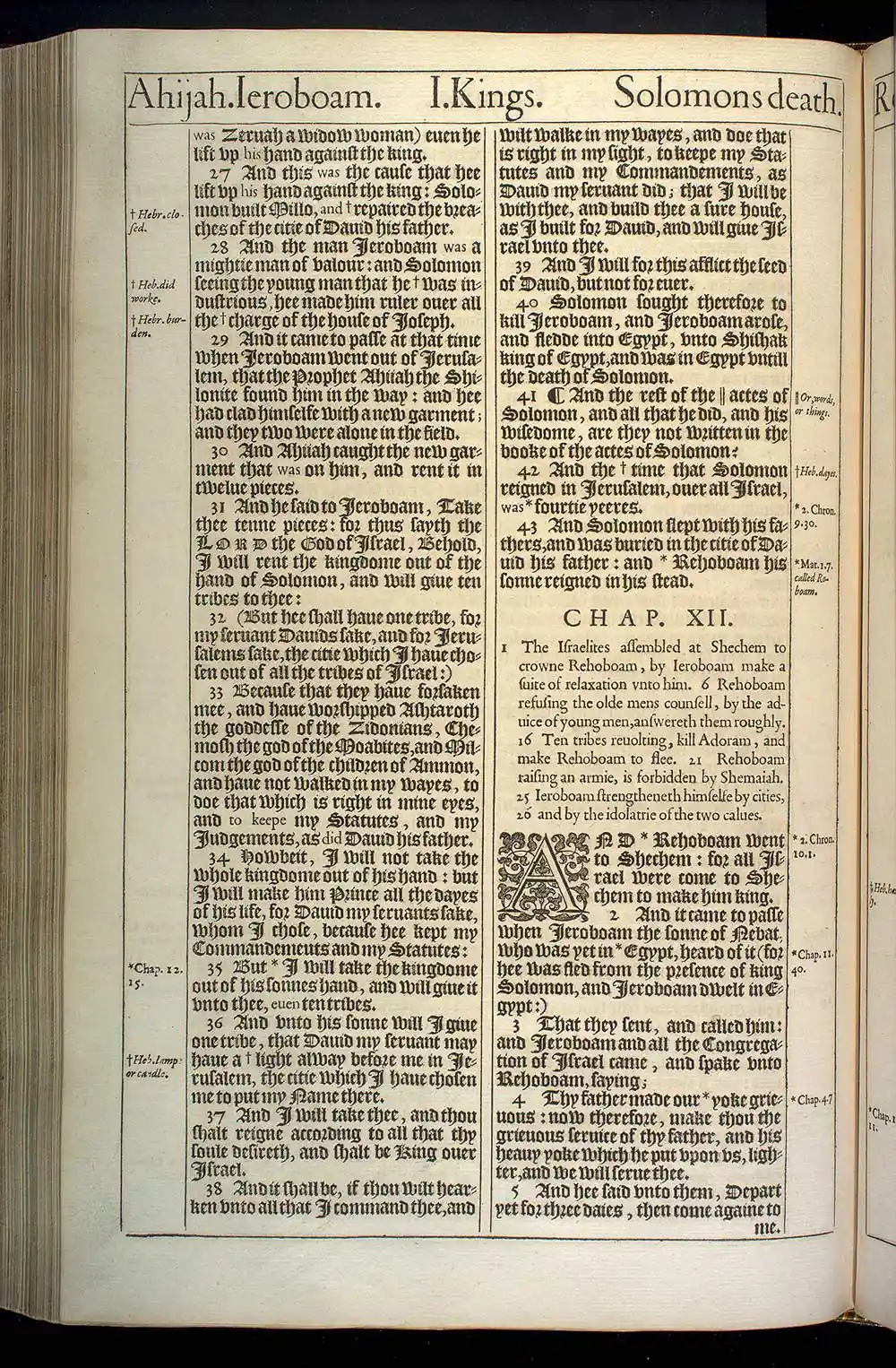 1 Kings Chapter 12 Original 1611 KJV Bible Scan