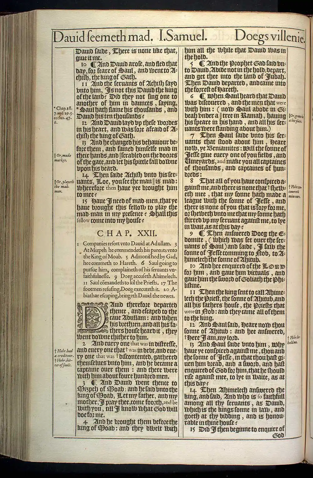 1 Samuel Chapter 22 Original 1611 KJV Bible Scan