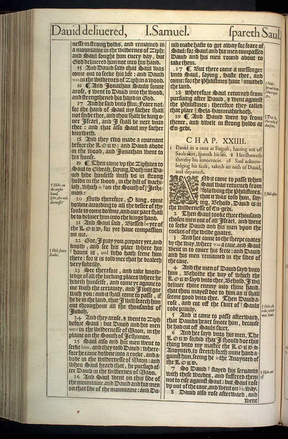 1 Samuel Chapter 23 Original 1611 KJV Bible Scan