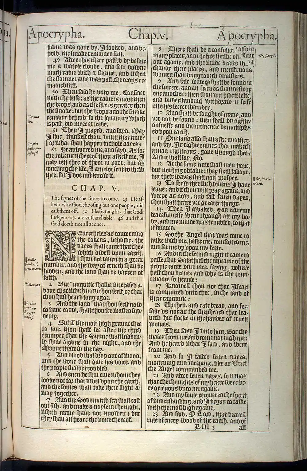 2 Esdras Chapter 5 Original 1611 KJV Bible Scan