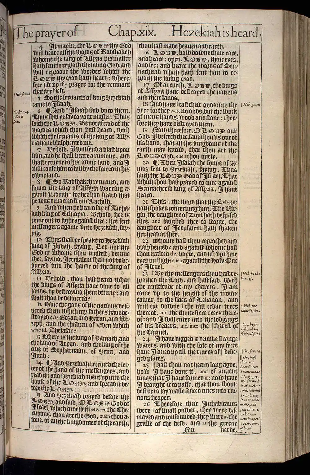 2 Kings Chapter 19 Original 1611 KJV Bible Scan