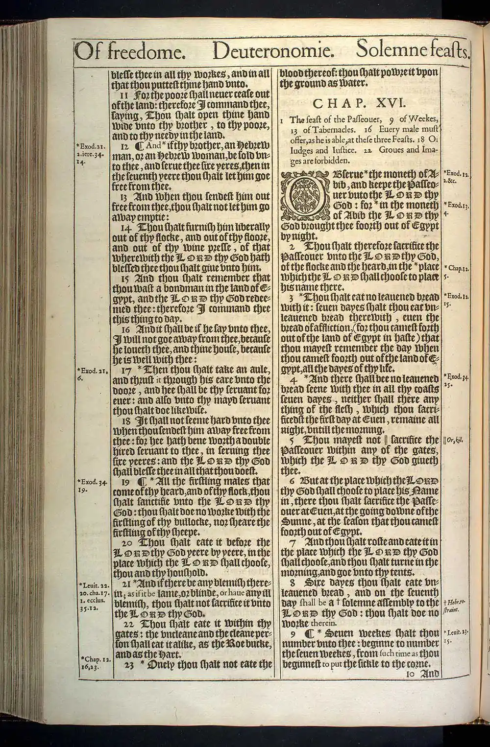 Deuteronomy Chapter 16 Original 1611 KJV Bible Scan