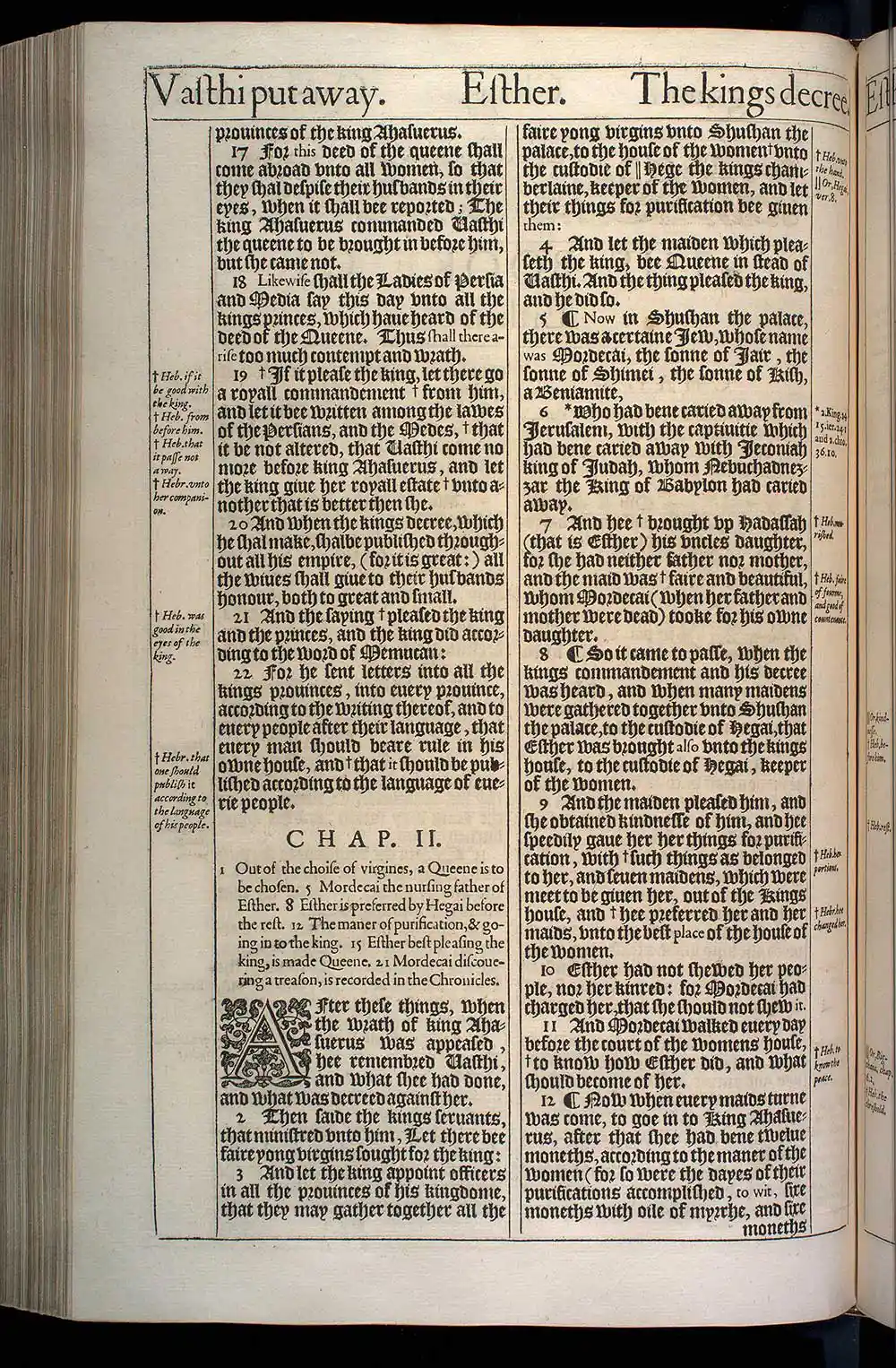 Esther Chapter 2 Original 1611 KJV Bible Scan