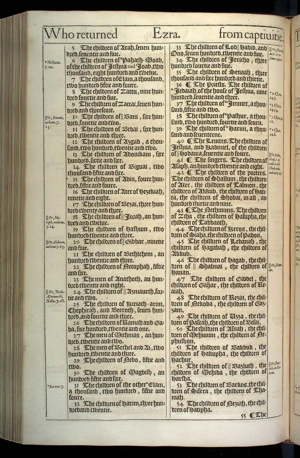 Ezra Chapter 2 Original 1611 KJV Bible Scan