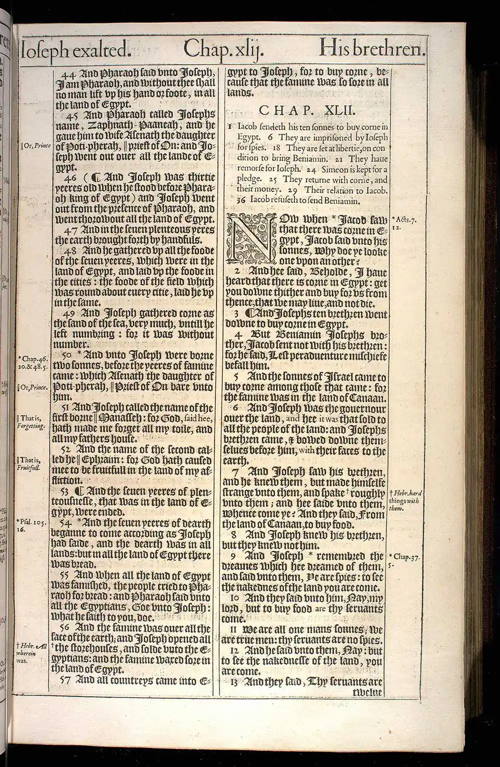 Genesis Chapter 42 Original 1611 KJV Bible Scan