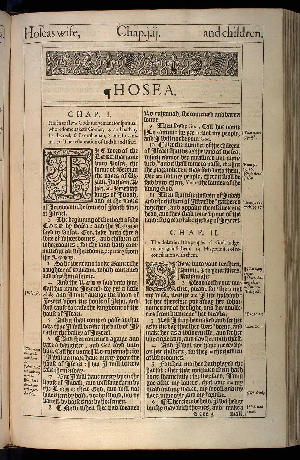 Hosea Chapter 1 Original 1611 KJV Bible Scan