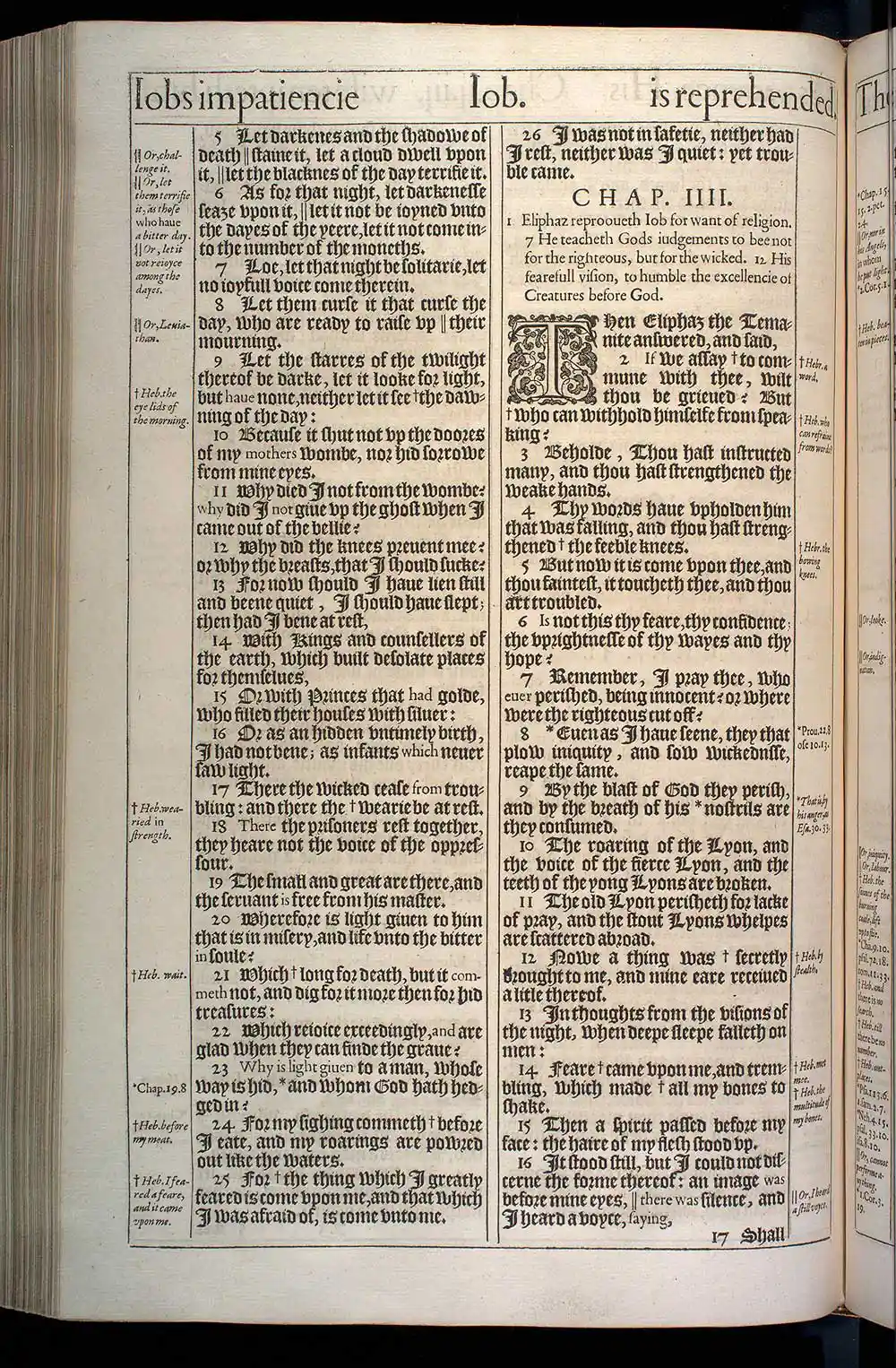 Job Chapter 4 Original 1611 KJV Bible Scan