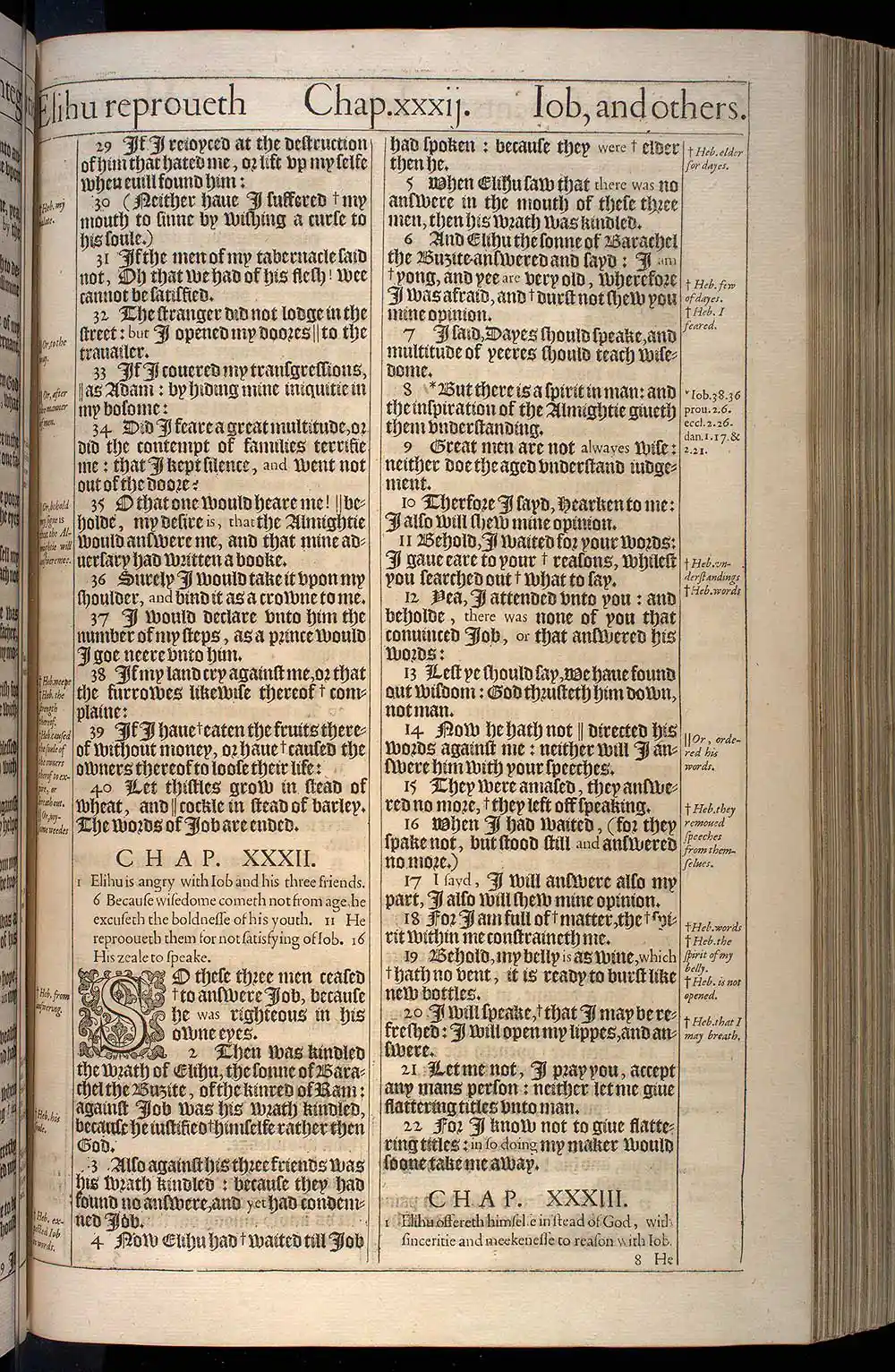 Job Chapter 32 Original 1611 KJV Bible Scan
