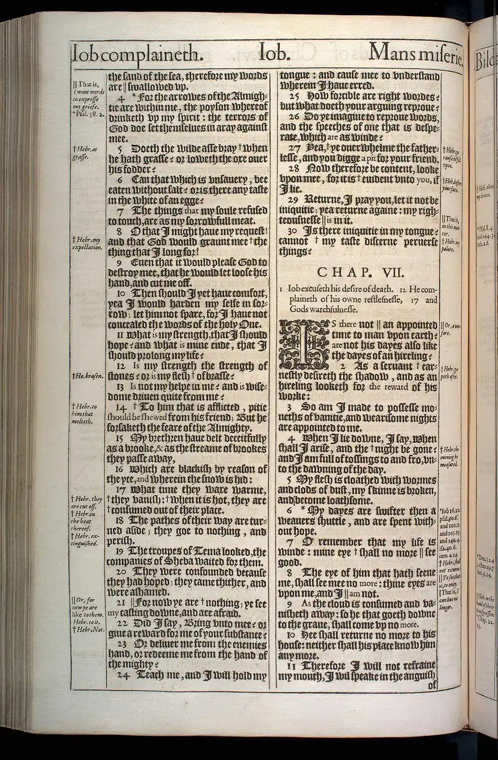 Job Chapter 7 Original 1611 KJV Bible Scan