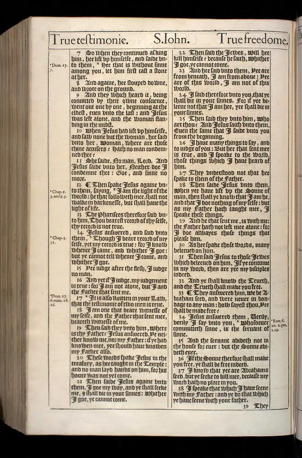 John Chapter 8 Original 1611 KJV Bible Scan