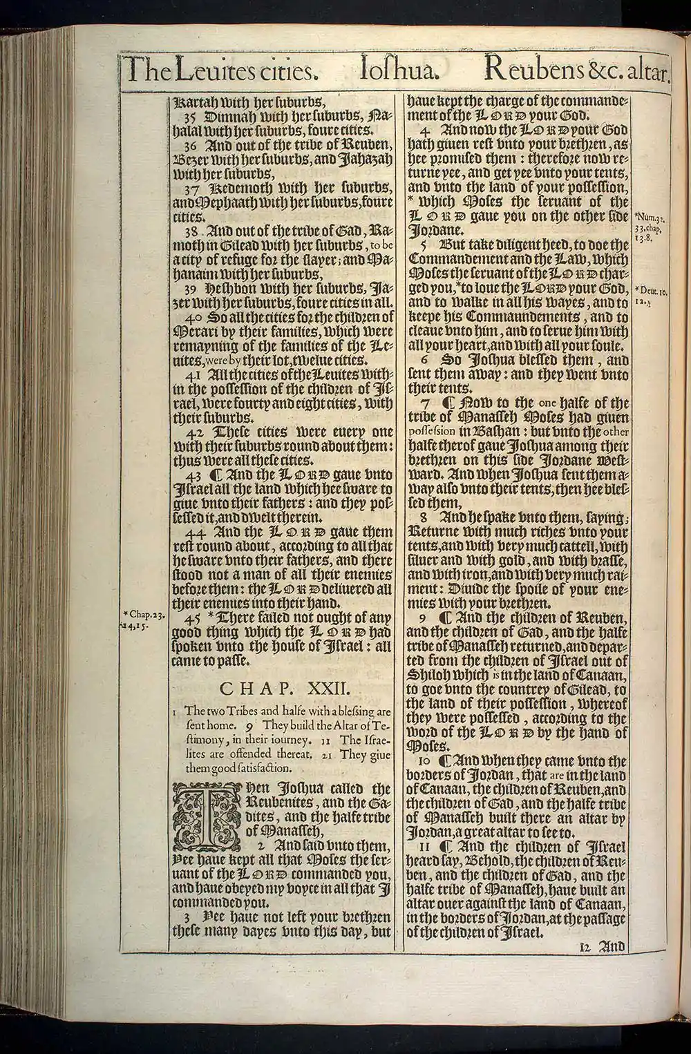 Joshua Chapter 21 Original 1611 KJV Bible Scan