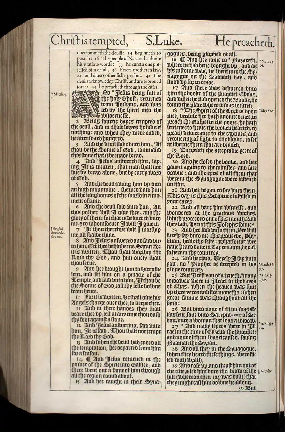Luke Chapter 4 Original 1611 KJV Bible Scan
