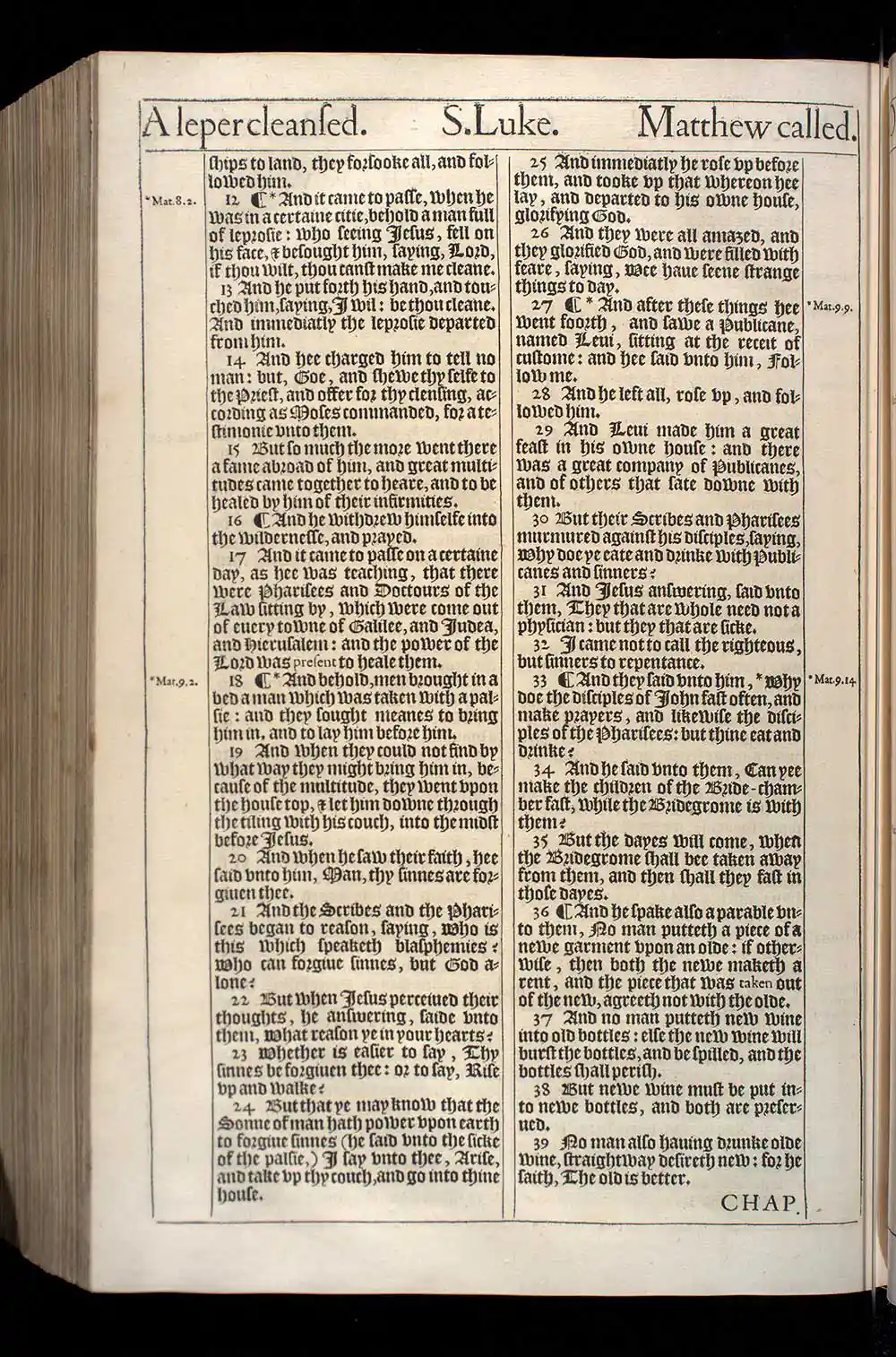 Luke Chapter 5 Original 1611 KJV Bible Scan